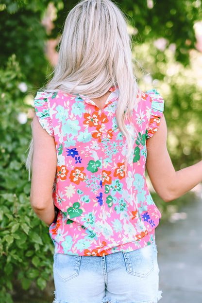 Floral and ruffle sleeves top