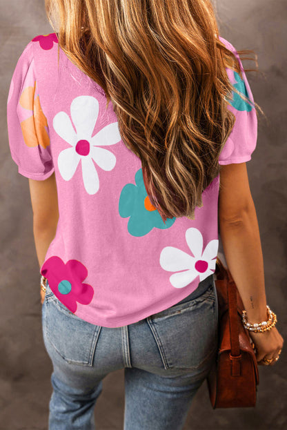 Pink and floral print top