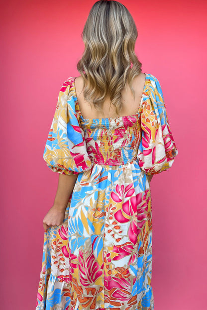 Summer floral smocked dress.