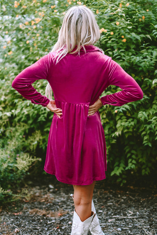 Hot pink velvet dress