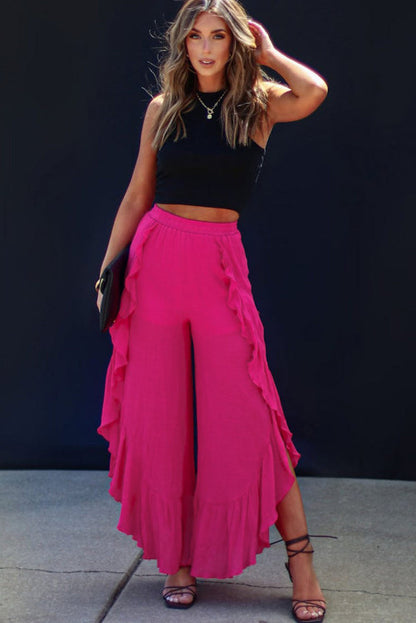 WS. Rose ruffle wide leg pants