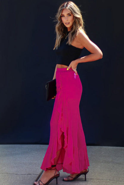 WS. Rose ruffle wide leg pants