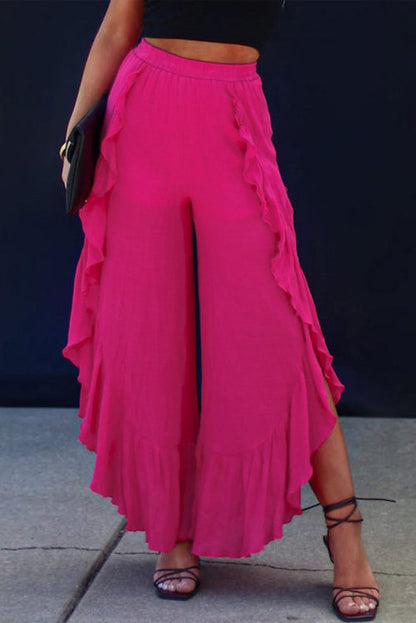 WS. Rose ruffle wide leg pants