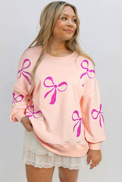 Apricot and sequined bows oversized sweatshirt. GCollection