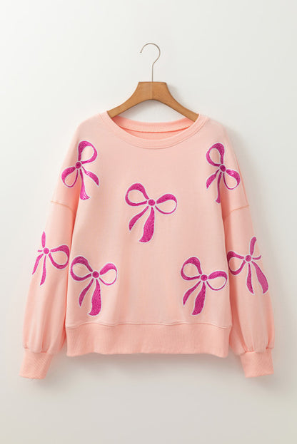 Apricot and sequined bows oversized sweatshirt. GCollection