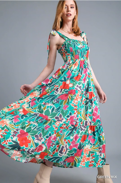 Smocked floral maxi dress. UMGEE