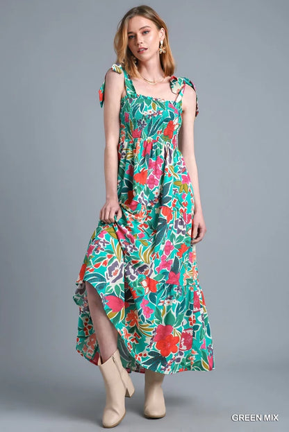 Smocked floral maxi dress. UMGEE