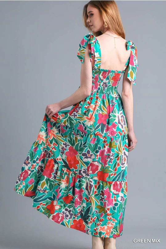 Smocked floral maxi dress. UMGEE