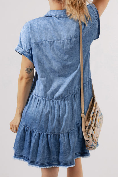 Soft denim V neck dress. WS