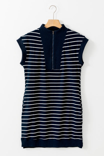 Navy blue zipper dress. WS