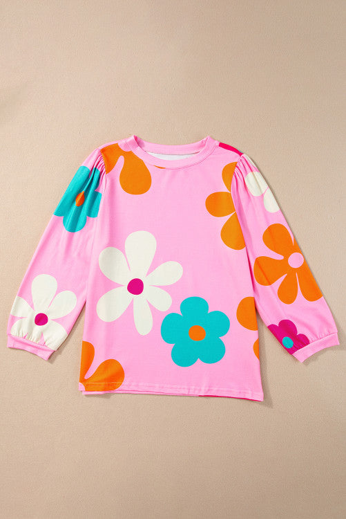 Pink long sleeves floral print shirt. WS