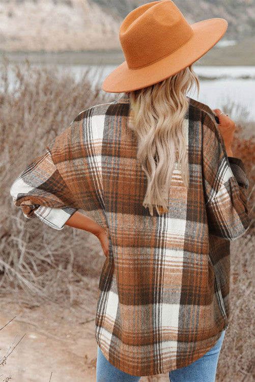 Brown plaid shacket. WS