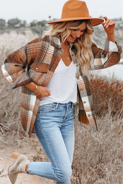 Brown plaid shacket. WS