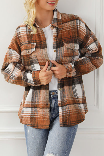 Brown plaid shacket. WS