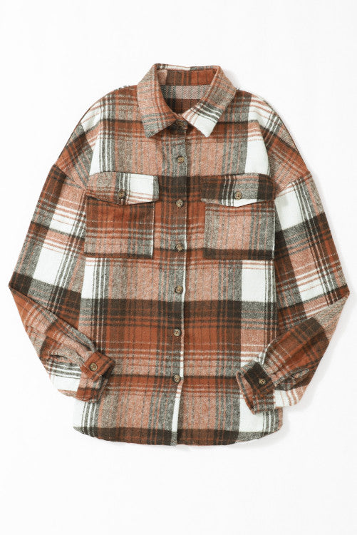 Brown plaid shacket. WS