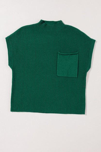 Green sweater top with pocket. WS