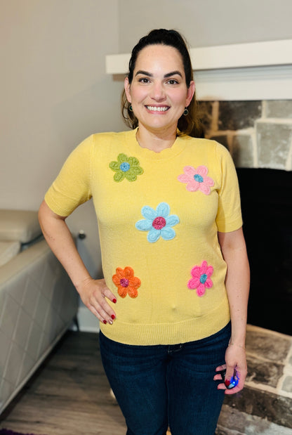 Yellow Flower Applique top. WS