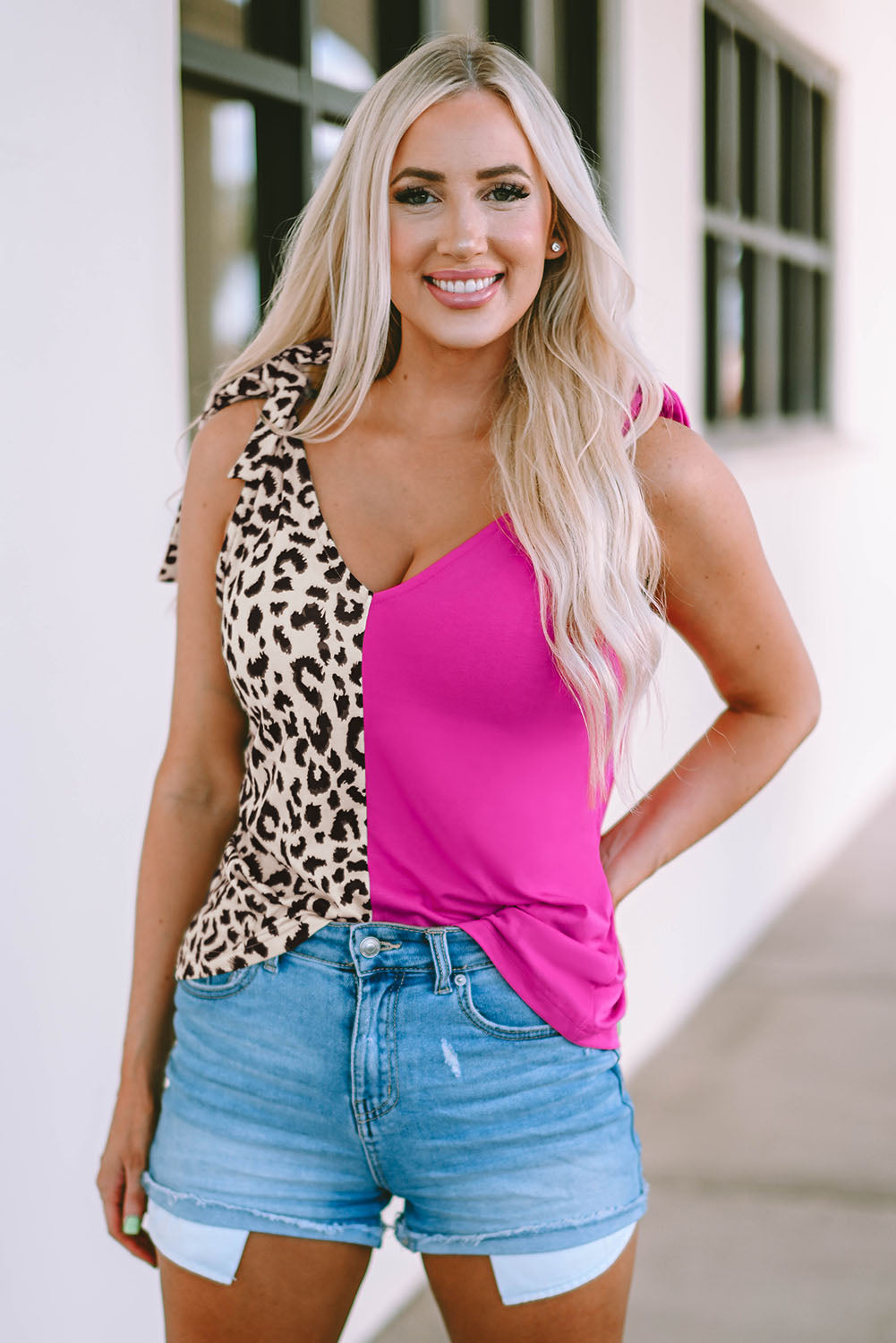 WS. Rose and Leopard tank top