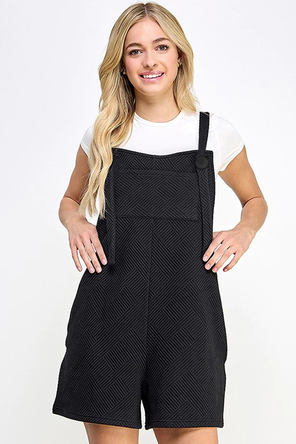 WS. Black adjustable straps textured romper