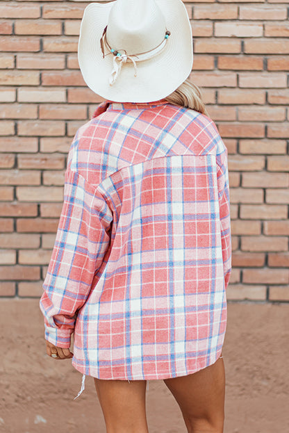 Pink Plaid Button Up Shacket. GCollection