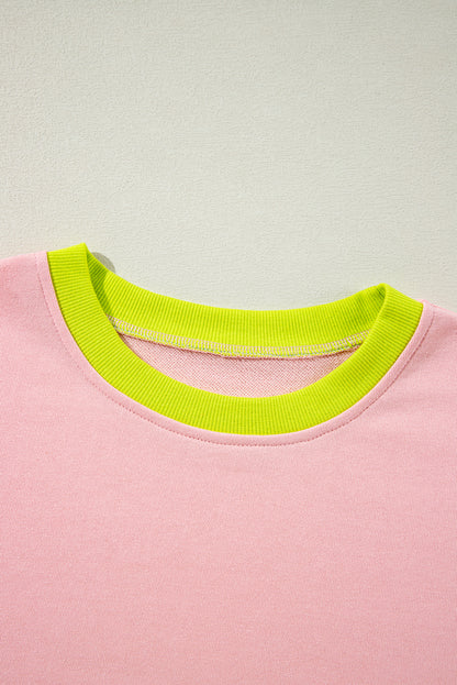 Light Pink Colorblock Patchwork Sweatshirt. PSCollection