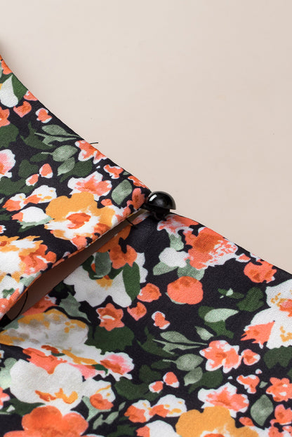 Orange Ruffle Trim Floral Blouse. GCollection