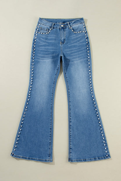 Dusk Blue Pearl Boot Cut Denim Jeans. GCollection