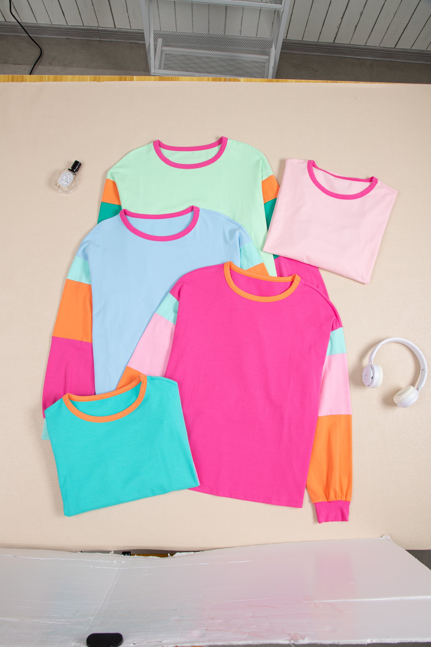 Light Blue Colorblock  Loose Top