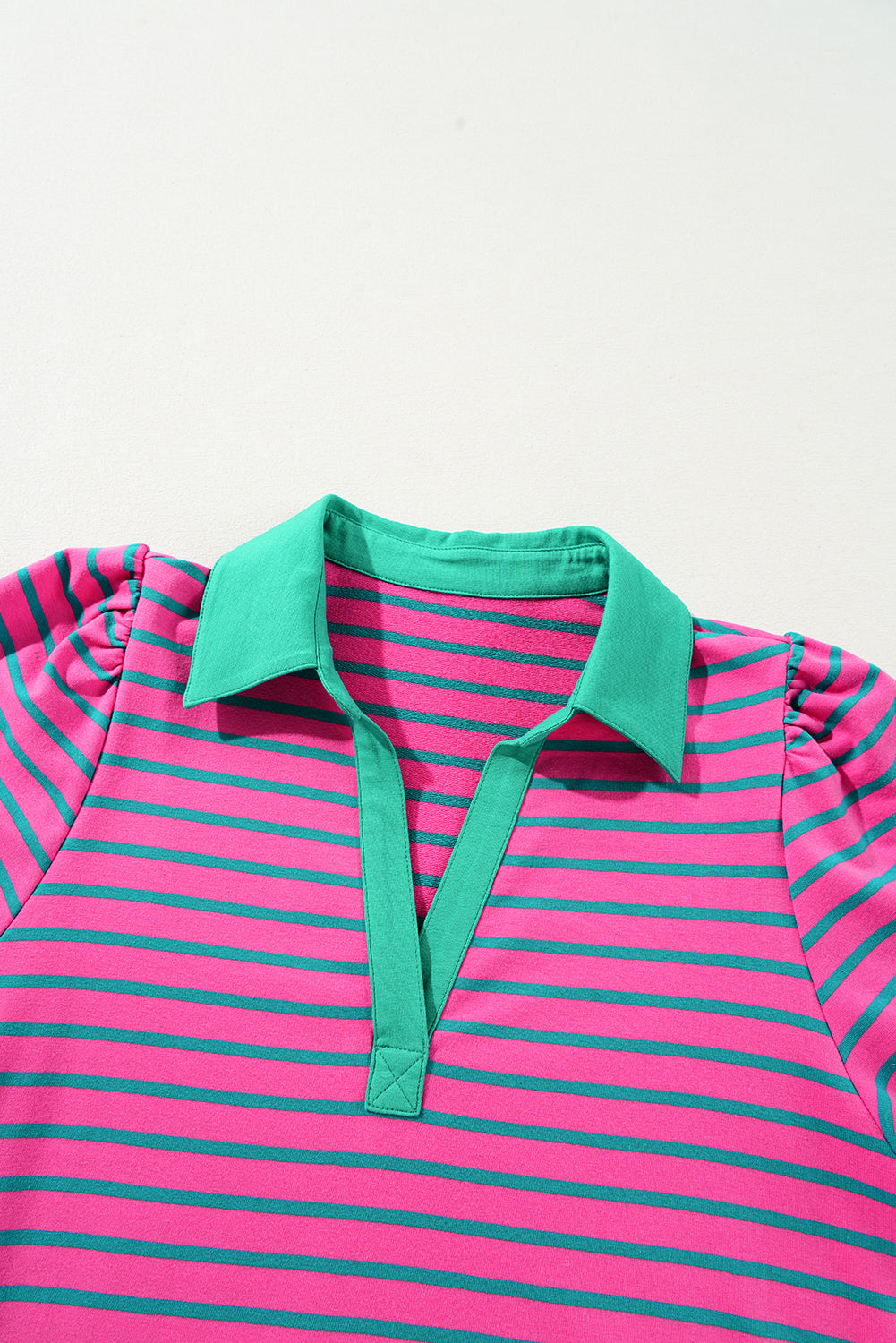 Pink Stripe Collared V Neck T Shirt Dress. GCollection