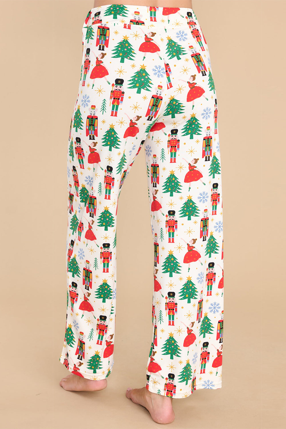 White Printed Christmas Two Piece Sleepwear. GCollection