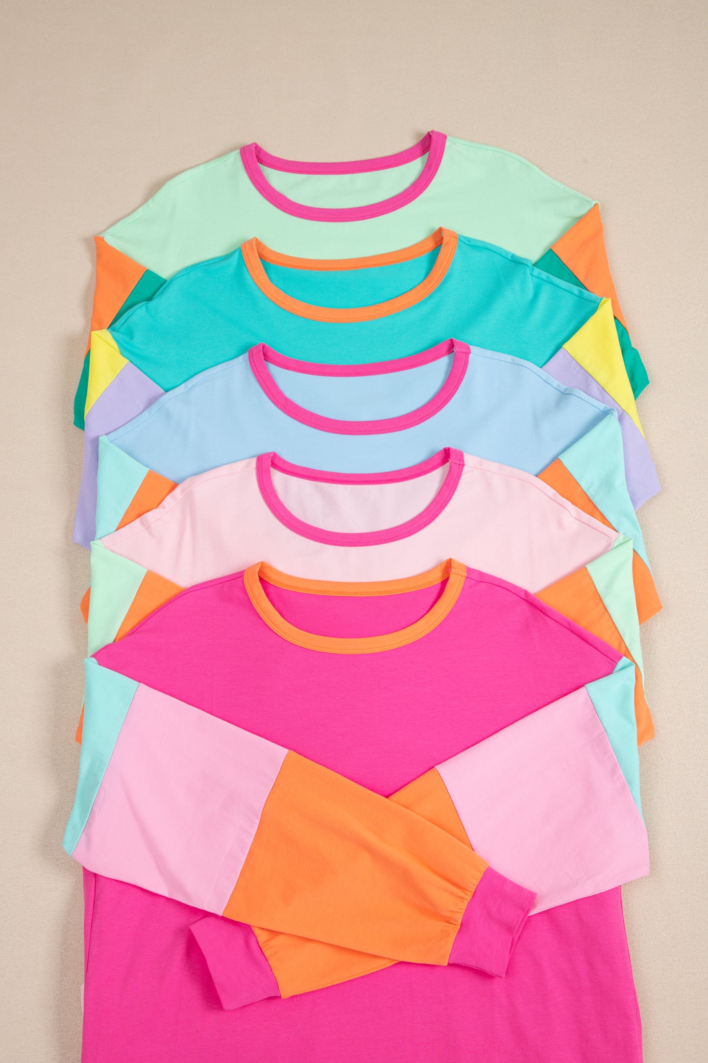 Light Blue Colorblock  Loose Top