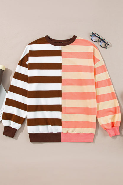 Brown Stripe Pullover Sweatshirt. GCollection