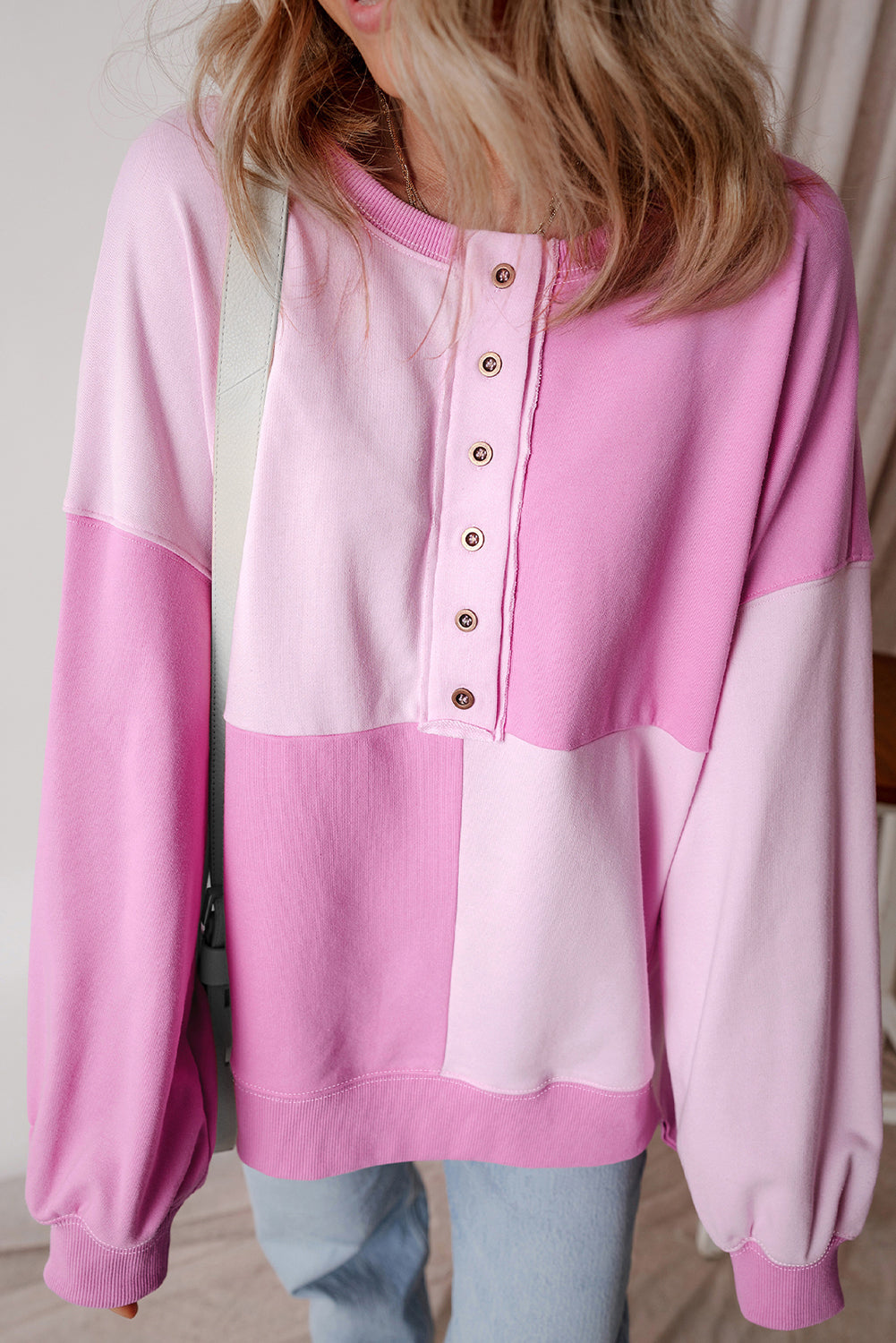 Pink Colorblock Oversize Sweatshirt. GCollection