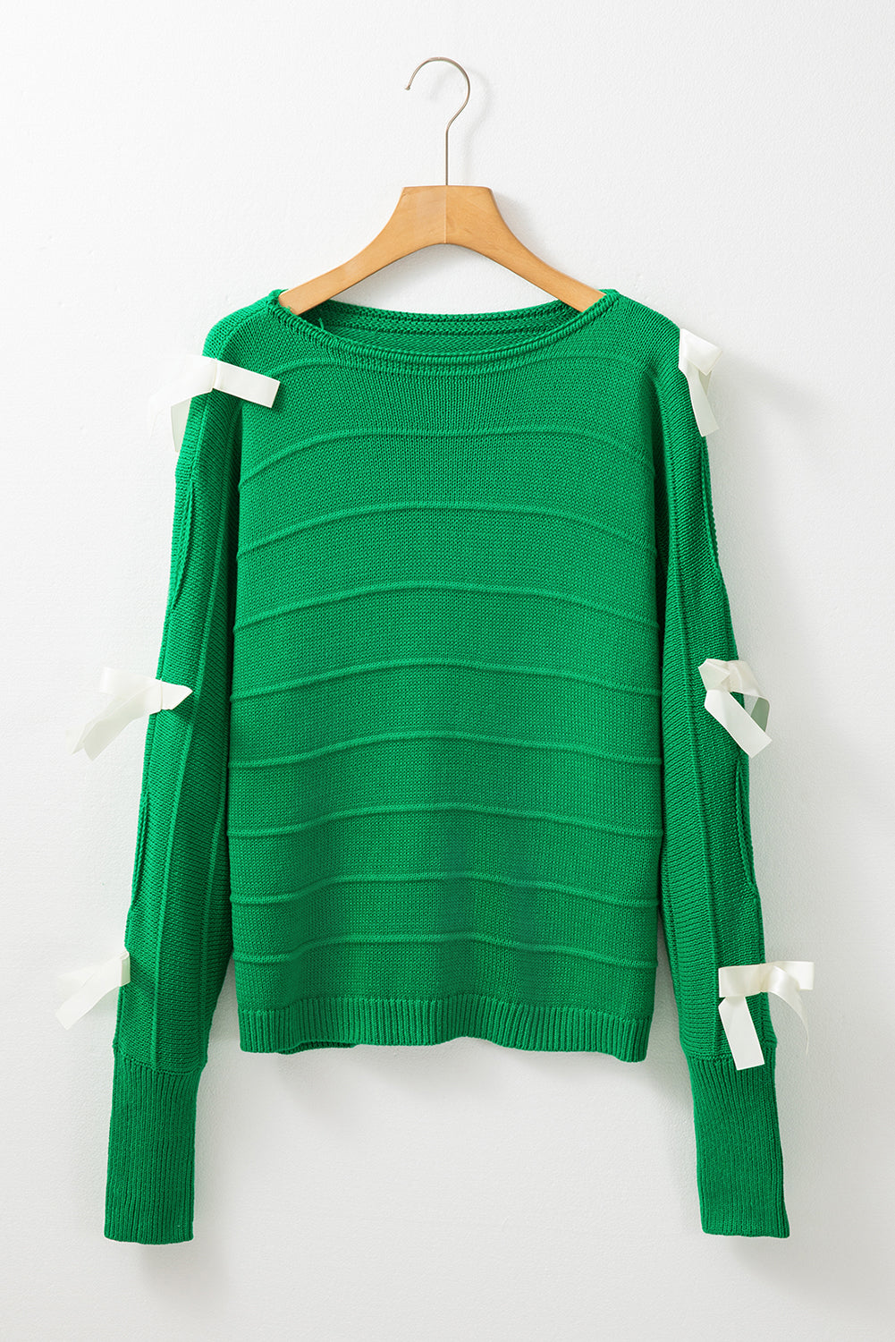 Bright Green Bow Knot Loose Fit Sweater. GCollection