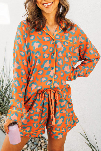 Orange Leopard Print Pajama Set. GCollection