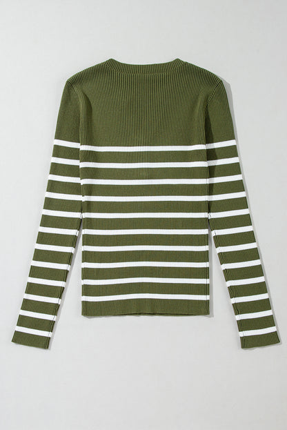 Green Stripe  Slim Fit Sweater. GCollection