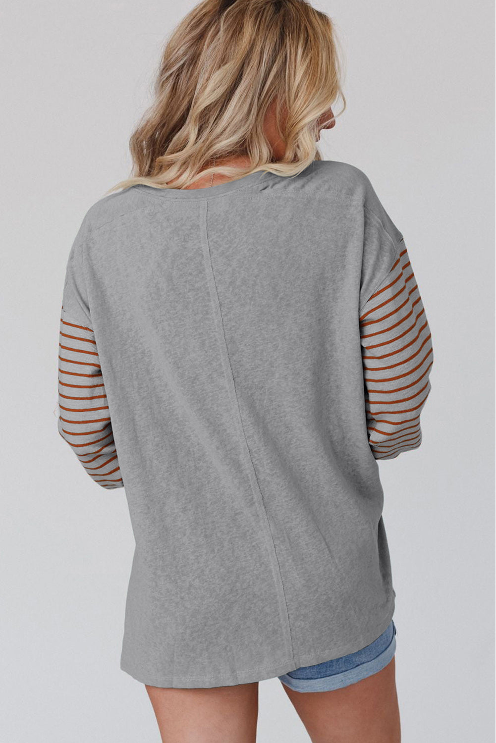 Gray Colorblock Striped Top. GCollection