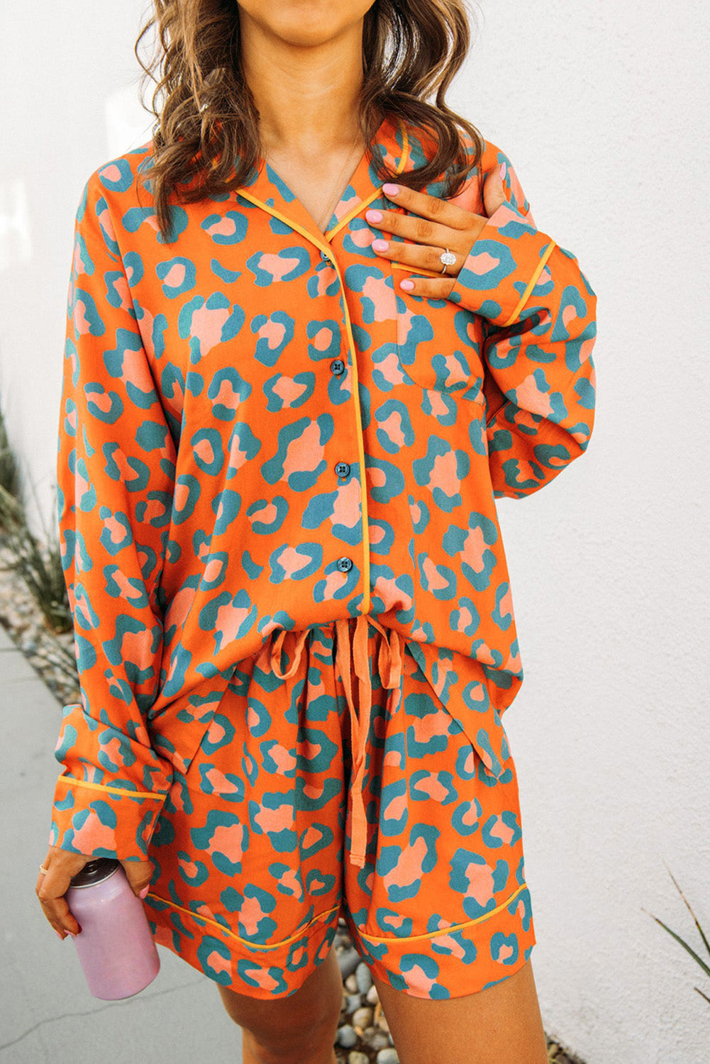 Orange Leopard Print Pajama Set. GCollection