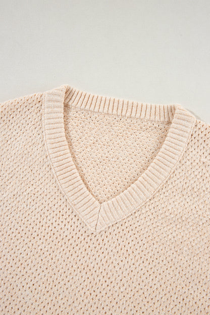 Parchment V Neck Drop Shoulder Sweater. GCollection