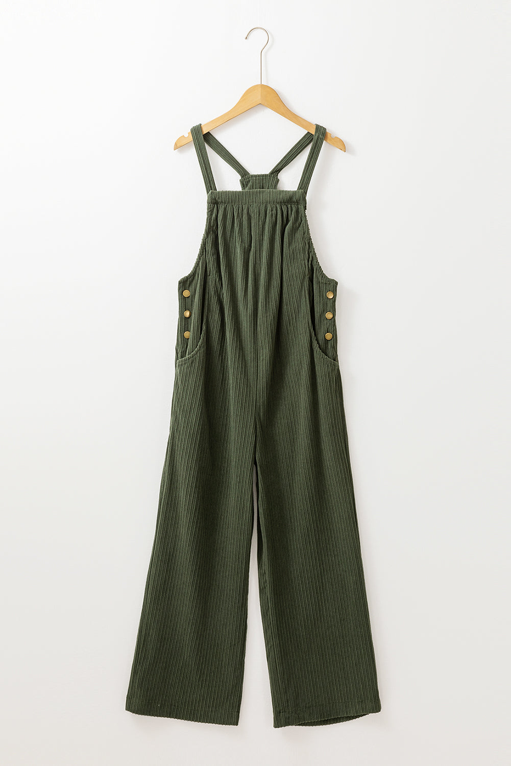 Jungle Green Solid Pocketed Loose Fit Corduroy Overall. GCollection