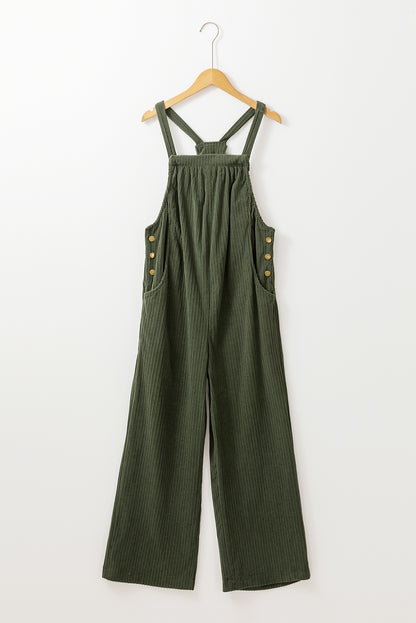 Jungle Green Solid Pocketed Loose Fit Corduroy Overall. GCollection