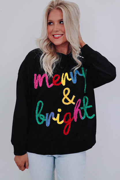 Black Colorful Merry & Bright Sweater. GCollection