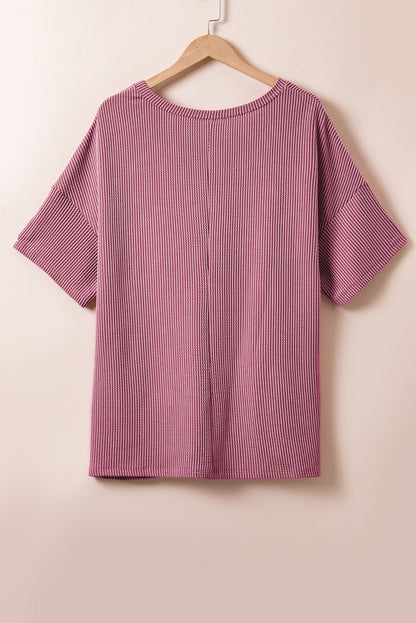 Rose Pink Textured V-Neck Shirt. PSCollection