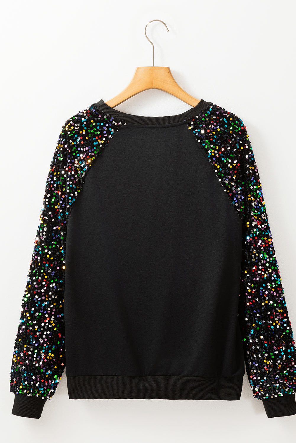 Black Sequin Pullover Sweatshirt. GCollection