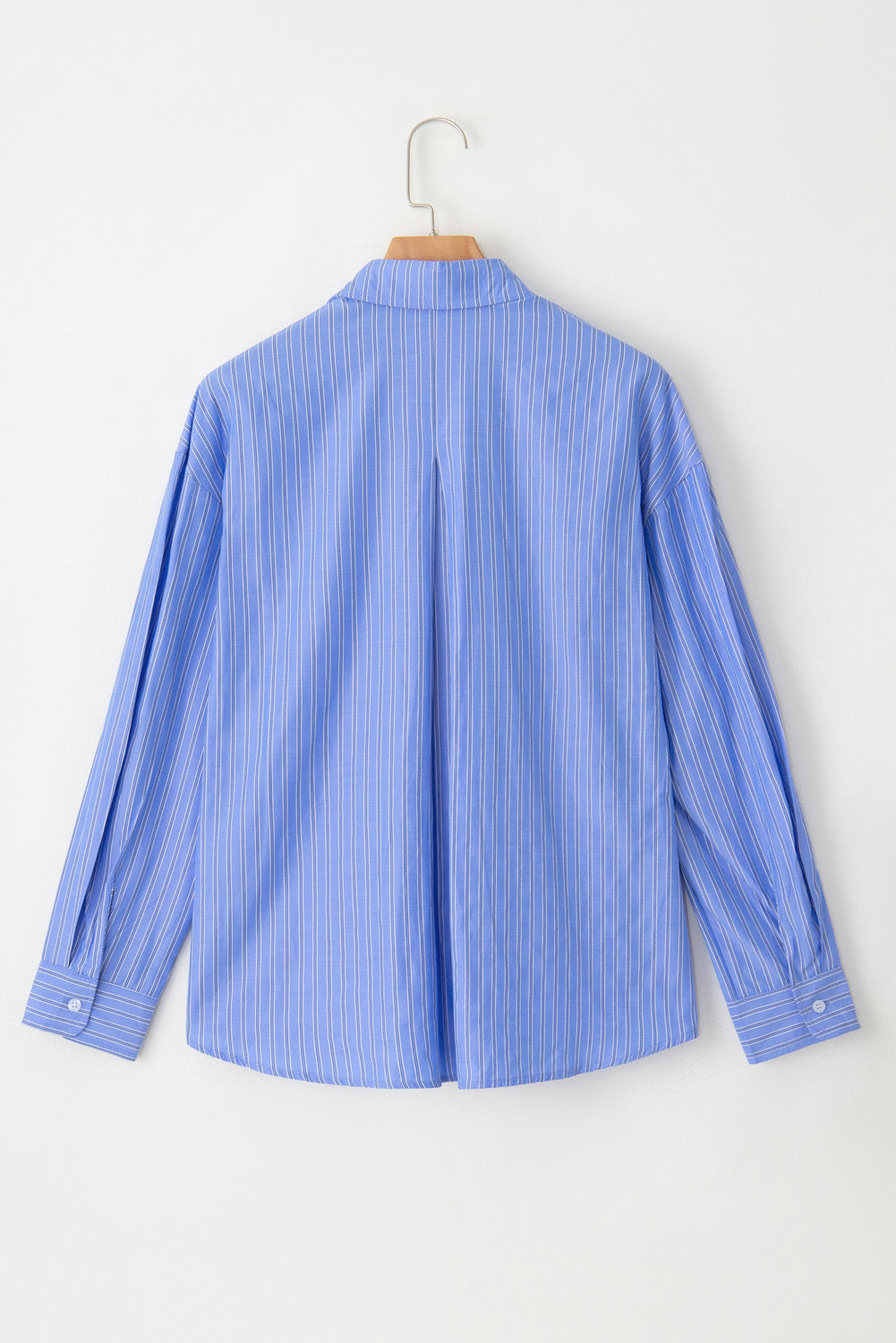 Blue Stripe Button Up Oversized Casual Shirt. GCollection