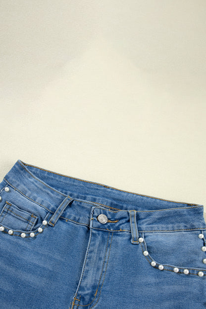 Dusk Blue Pearl Boot Cut Denim Jeans. GCollection