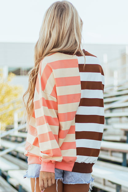 Brown Stripe Pullover Sweatshirt. GCollection