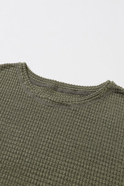 Green Waffle Knit Oversized Top. GCollection