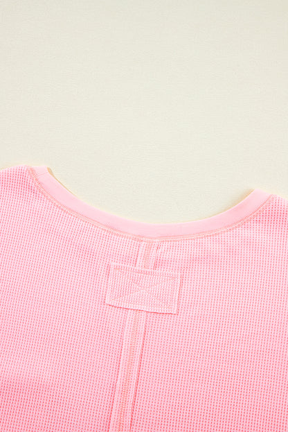 Pink Ribbed Exposed Seam Tee and Shorts Set. PSCollection