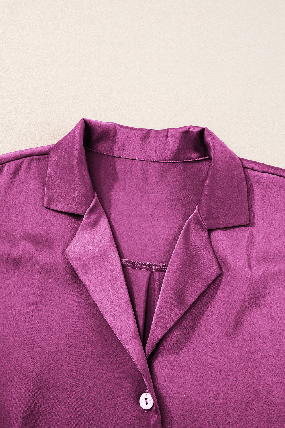 Purple Short Sleeve Satin Shirt. GCollection